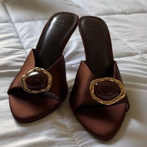 ASOS Brown Heels with Gold Detail